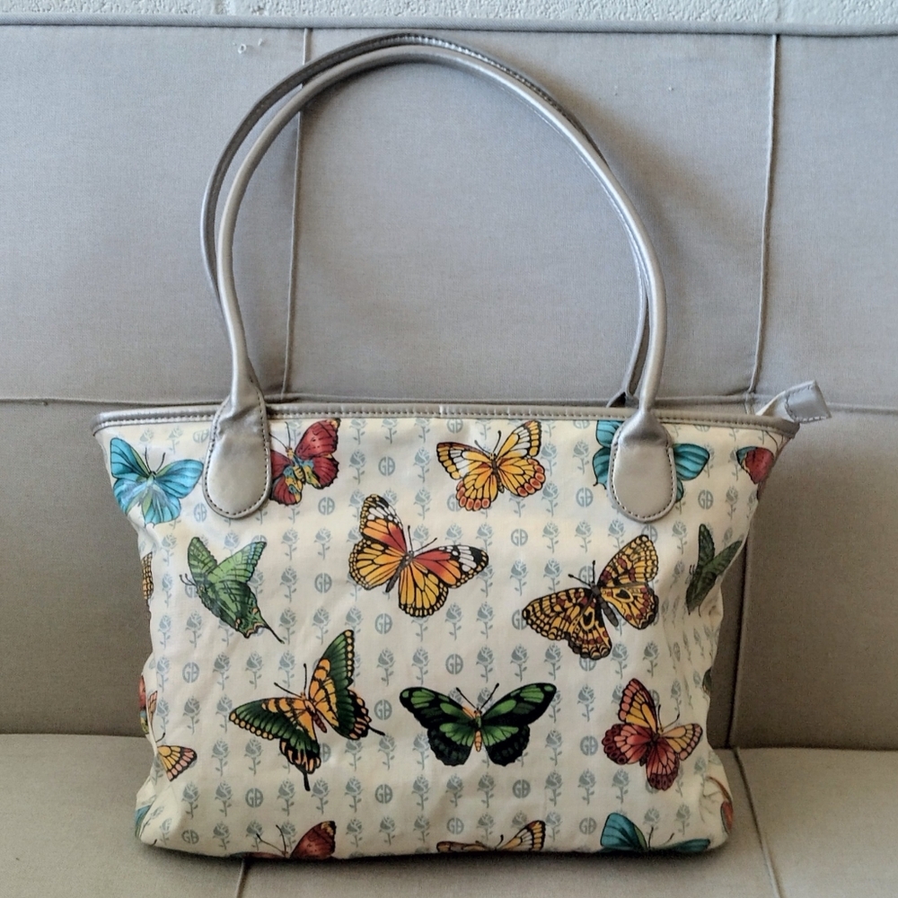 Vintage Giani Bernini Butterflies Handbag Tote Bag Purse